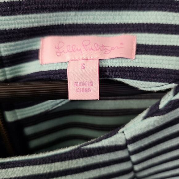 Lilly Pulitzer Dress Sz S Charlene Tropez Blue Green Stripe Ottoman 3/4 Sleeve - Picture 4 of 8